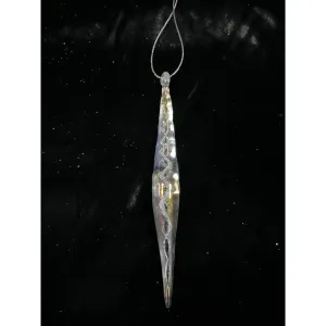 Jingles Glass Clear / Iridescent Twirl Icicle 15cm
