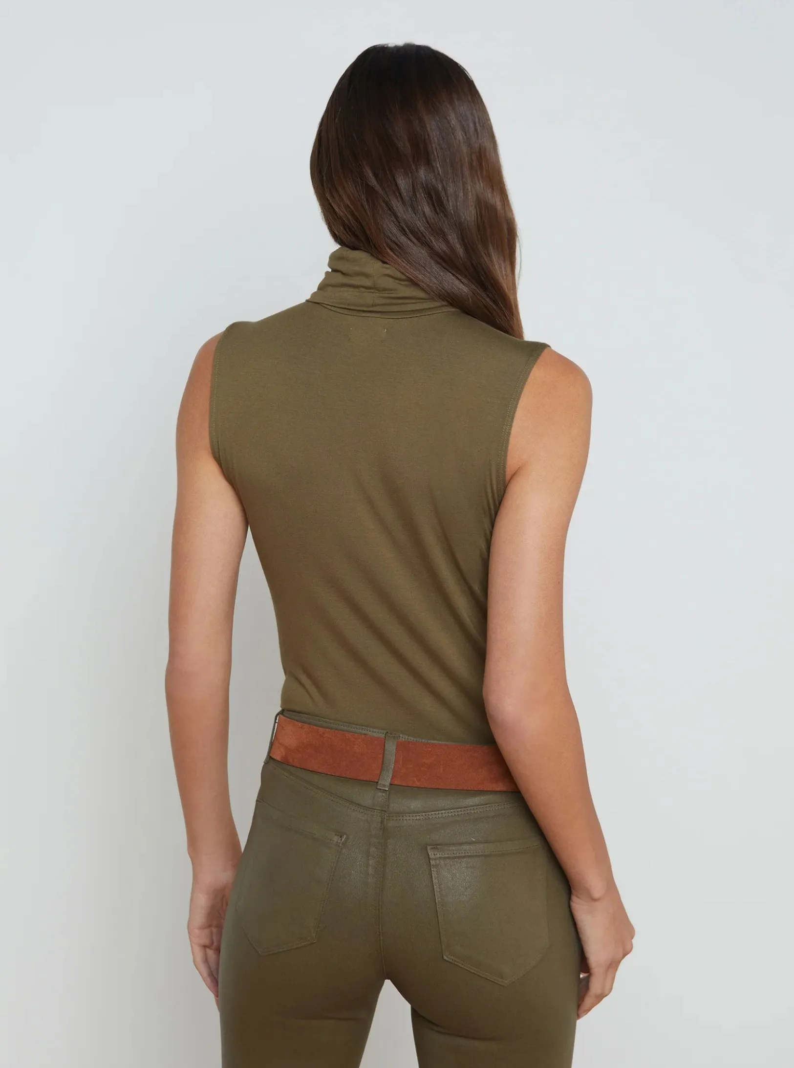 L'AGENCE Ceci Sleeveless Turtleneck in Pine