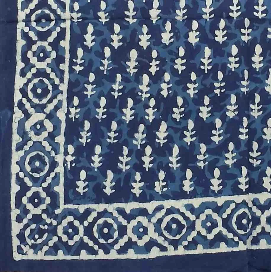 Lightweight Soft Cotton Floral Scarf for Women, Chiara Petals, Indigo Blue