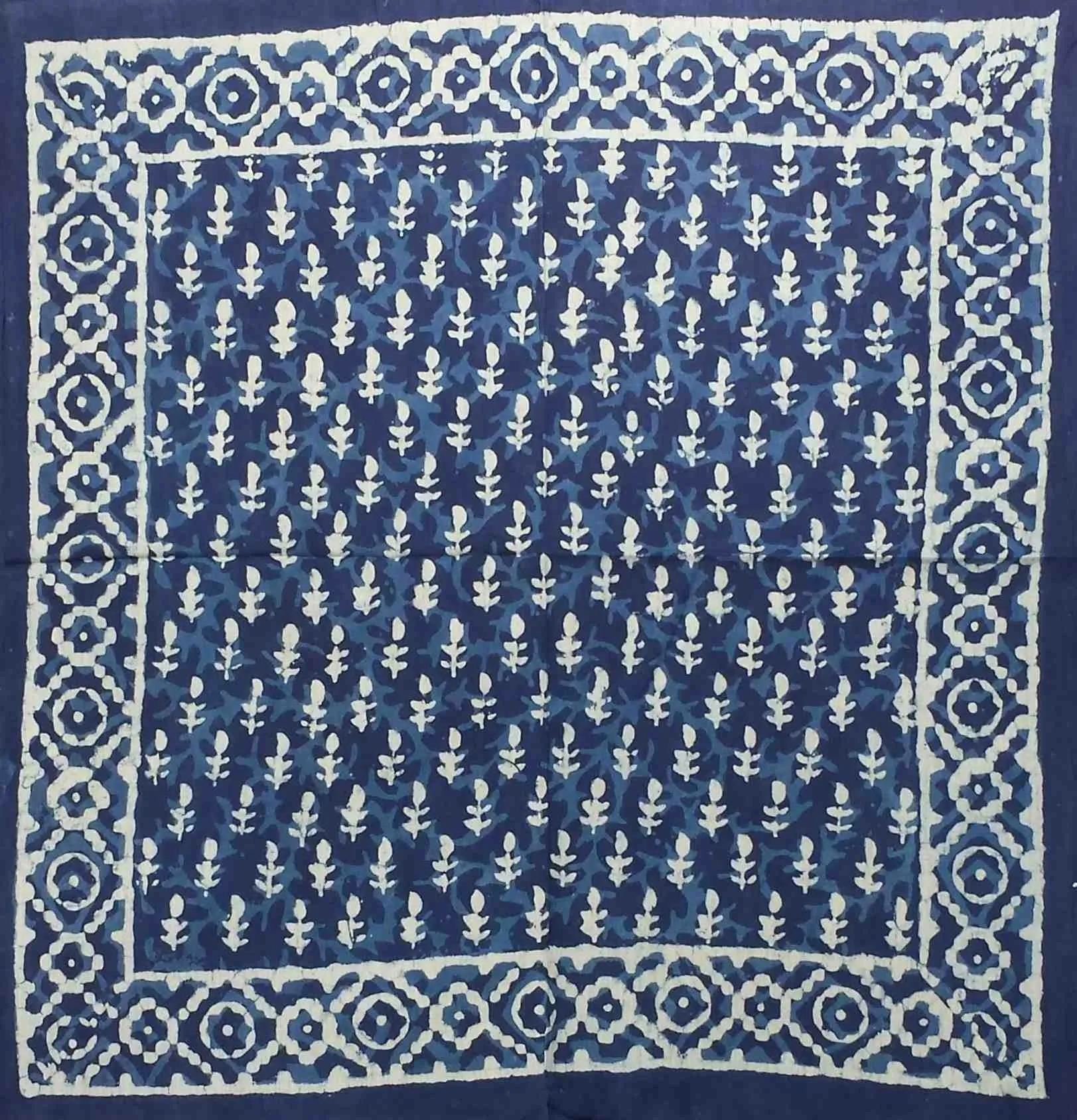 Lightweight Soft Cotton Floral Scarf for Women, Chiara Petals, Indigo Blue
