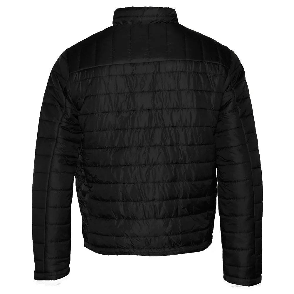 Mens Zip Puffer Jacket Side Pockets Zipper Polyester Slim Fit