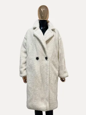 Mid Length Teddy Coat Bone