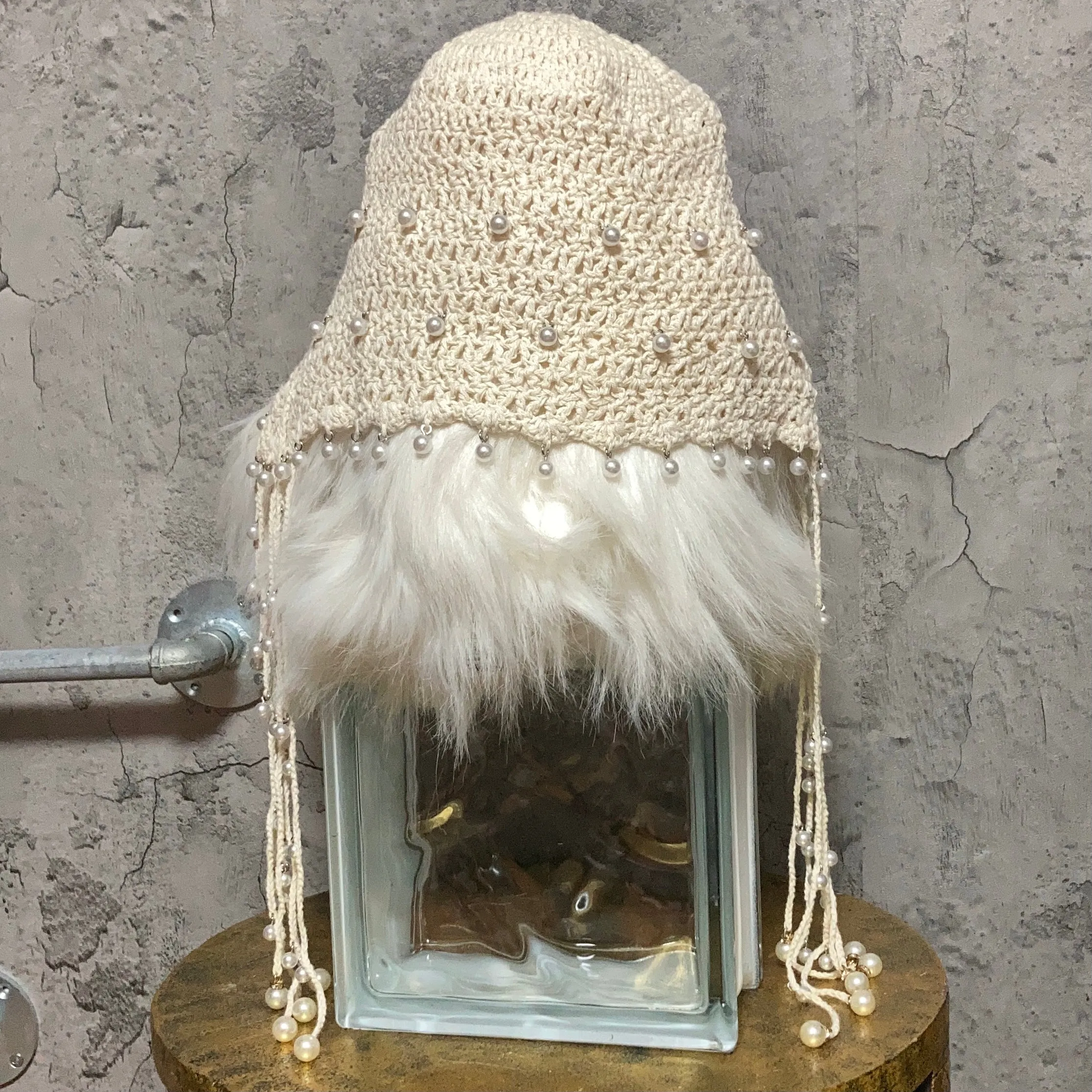 pearl knit headpiece white