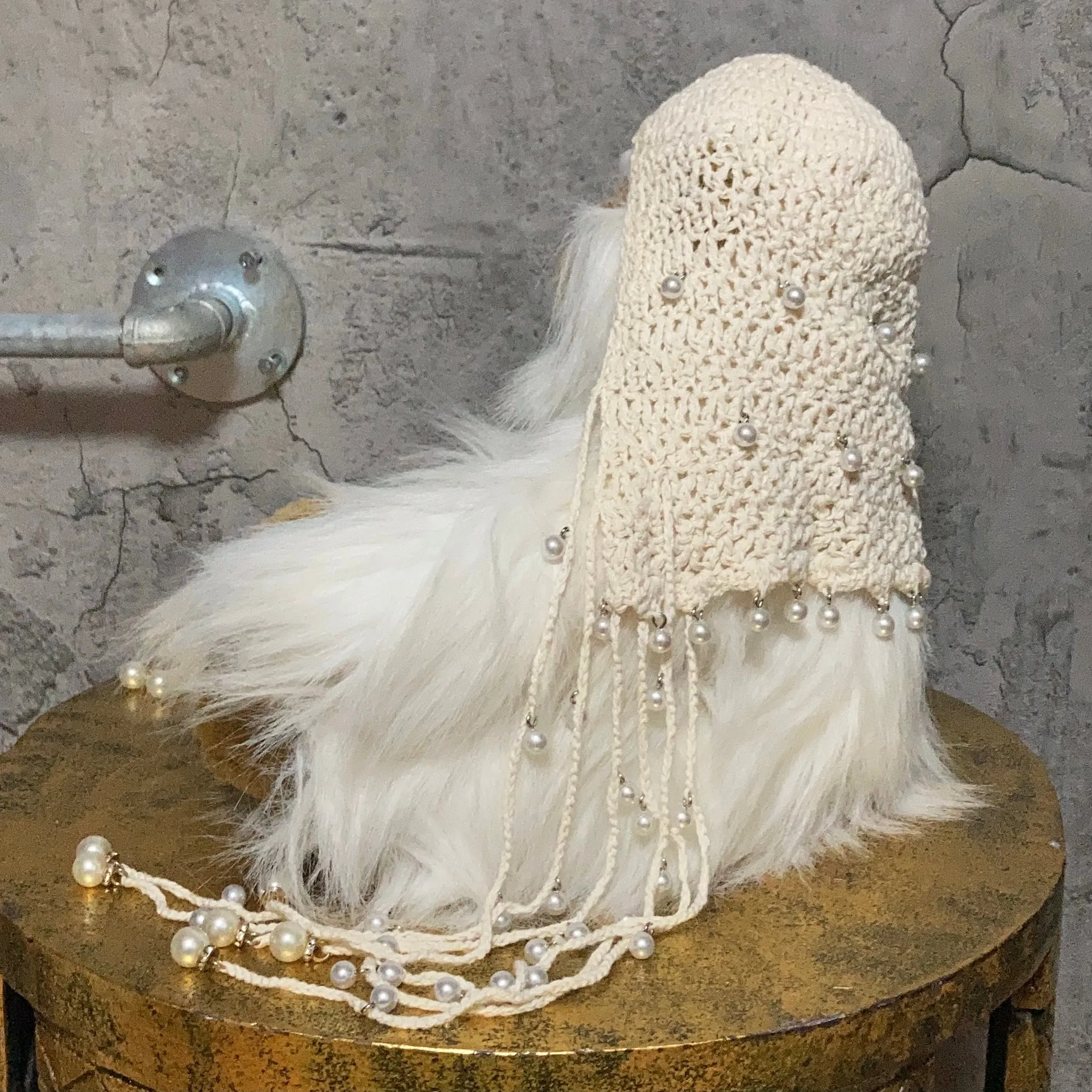pearl knit headpiece white