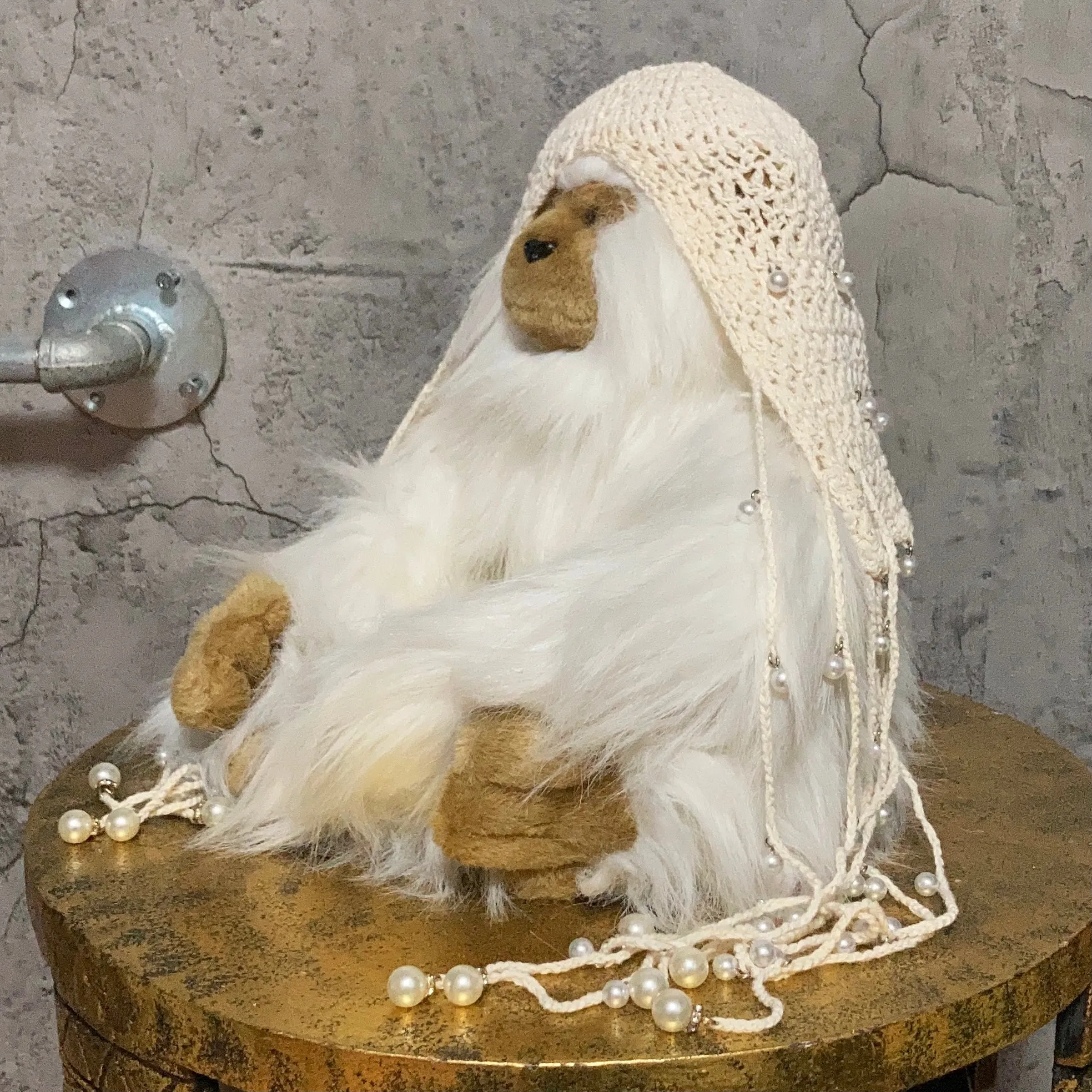pearl knit headpiece white