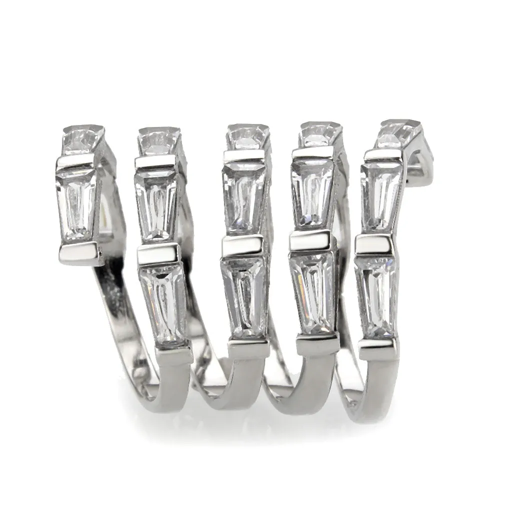 polished Stainless Steel Ring with AAA Grade CZ in Clear for Women Style TK3729