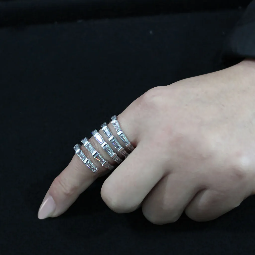 polished Stainless Steel Ring with AAA Grade CZ in Clear for Women Style TK3729