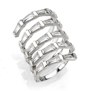 polished Stainless Steel Ring with AAA Grade CZ in Clear for Women Style TK3729
