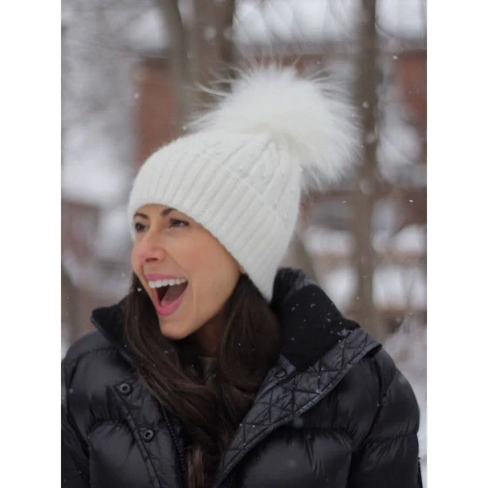 PRE Lily Fur Pom Hat in Charcoal