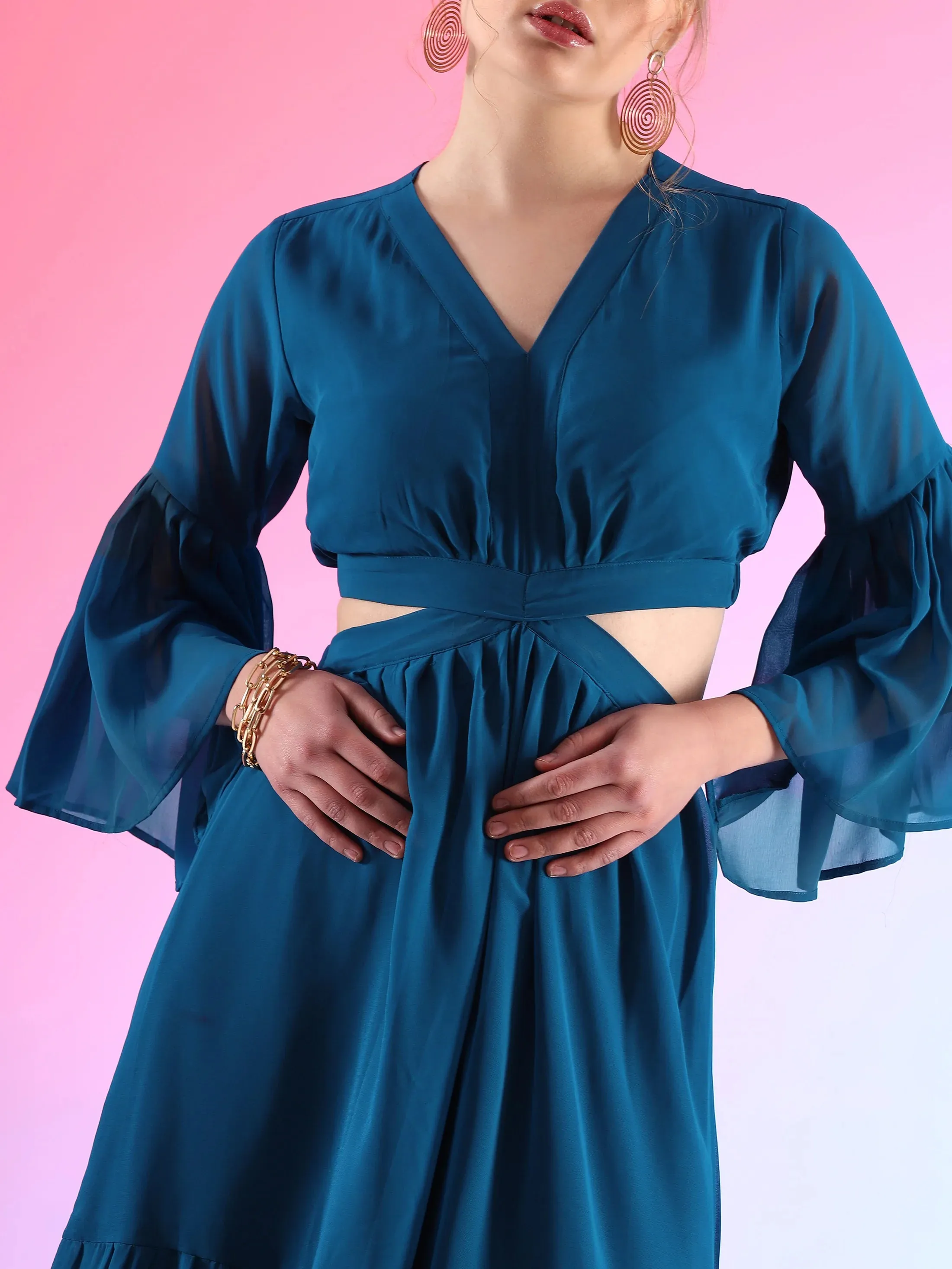 Pretty Waist Cut Georgette Maxi Georgette Dress