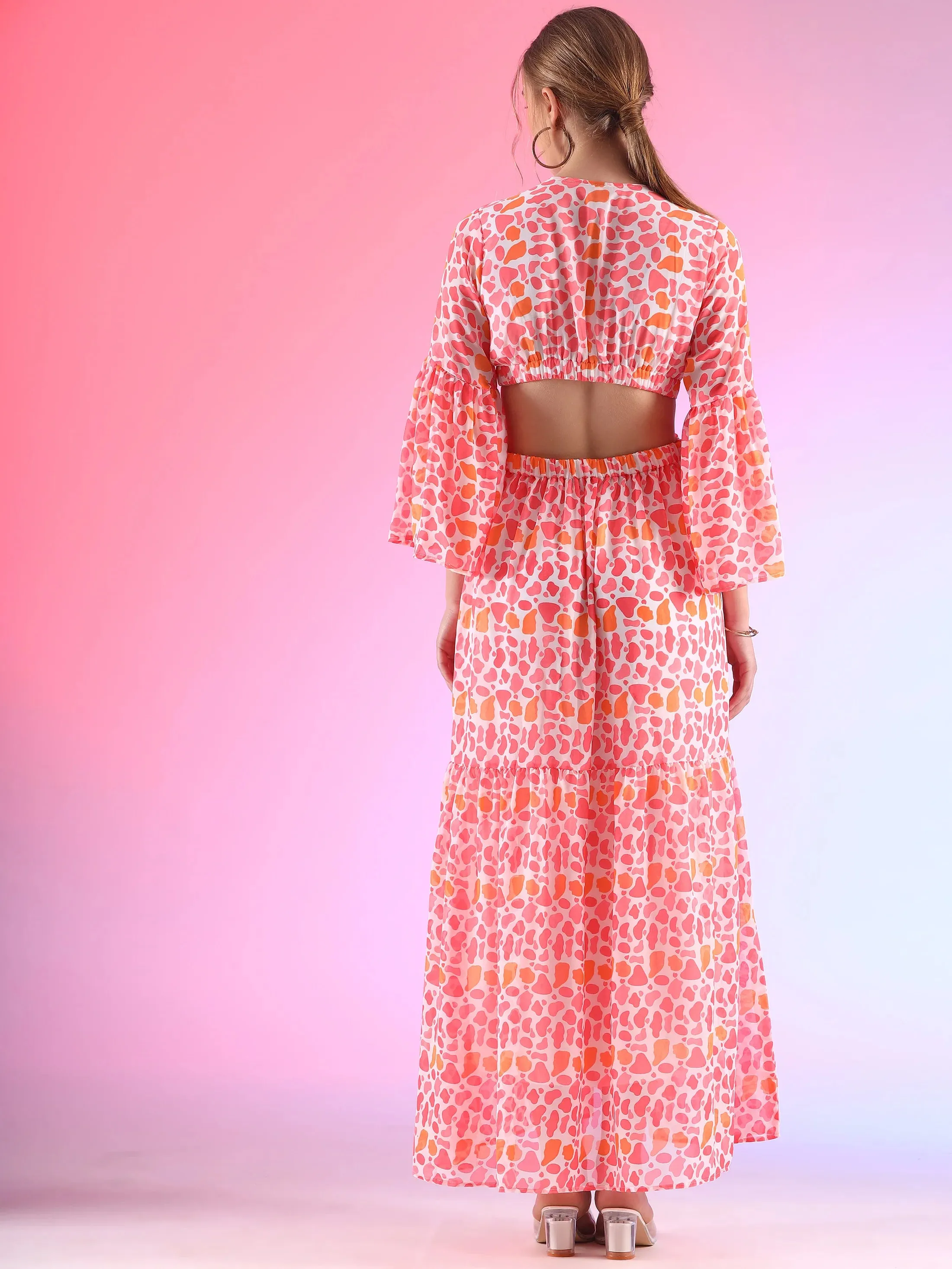 Pretty Waist Cut Georgette Maxi Georgette Dress