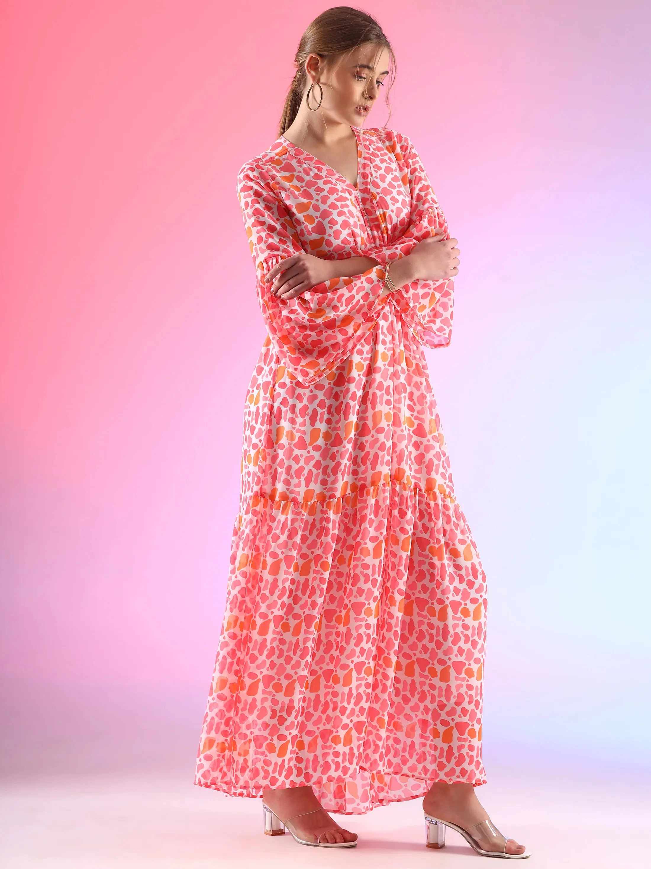 Pretty Waist Cut Georgette Maxi Georgette Dress