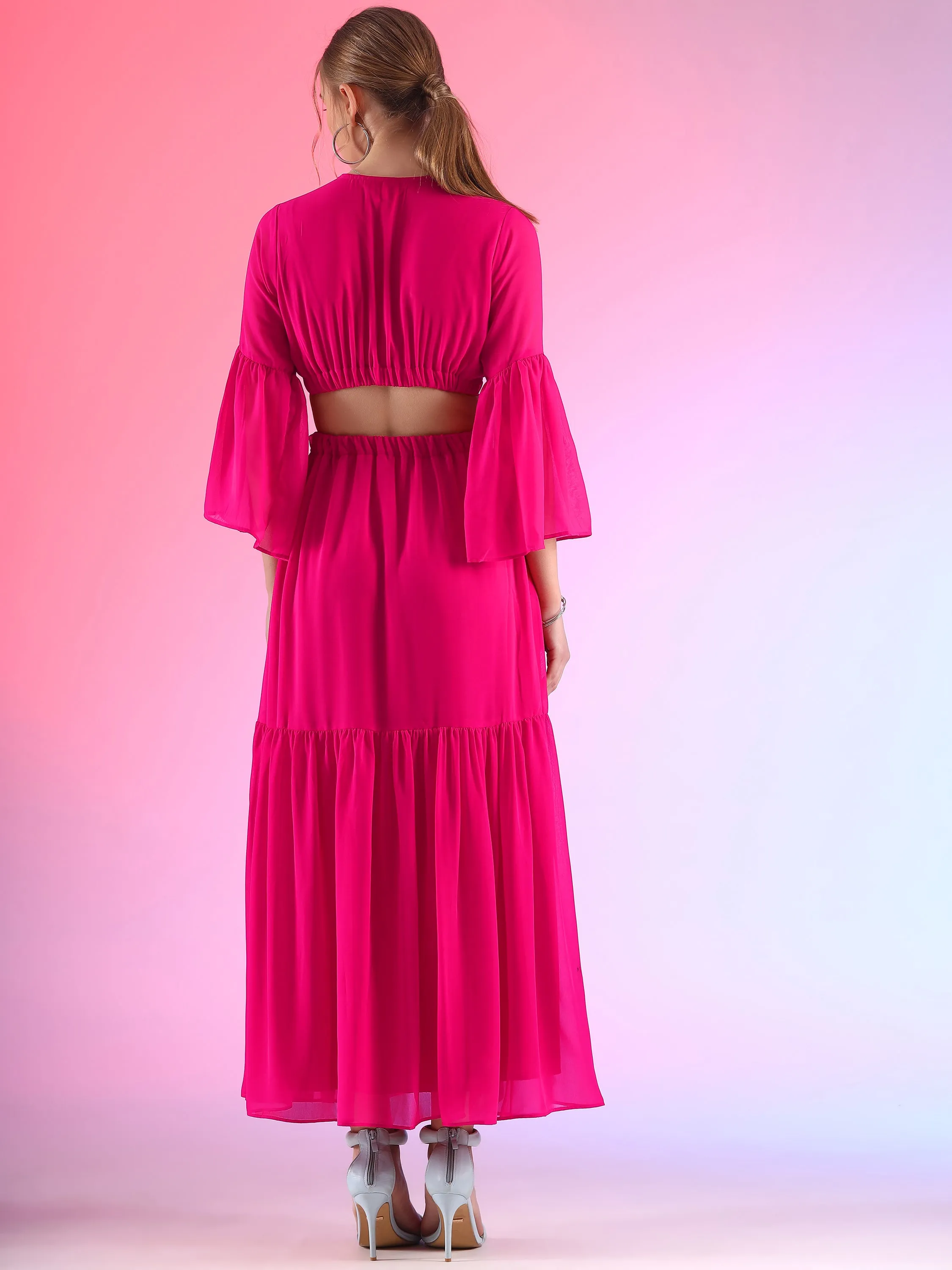 Pretty Waist Cut Georgette Maxi Georgette Dress