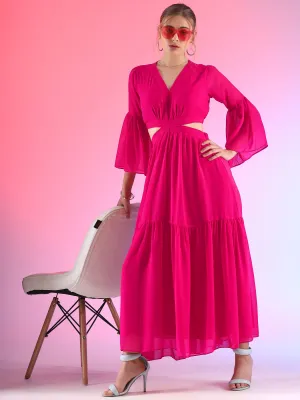 Pretty Waist Cut Georgette Maxi Georgette Dress