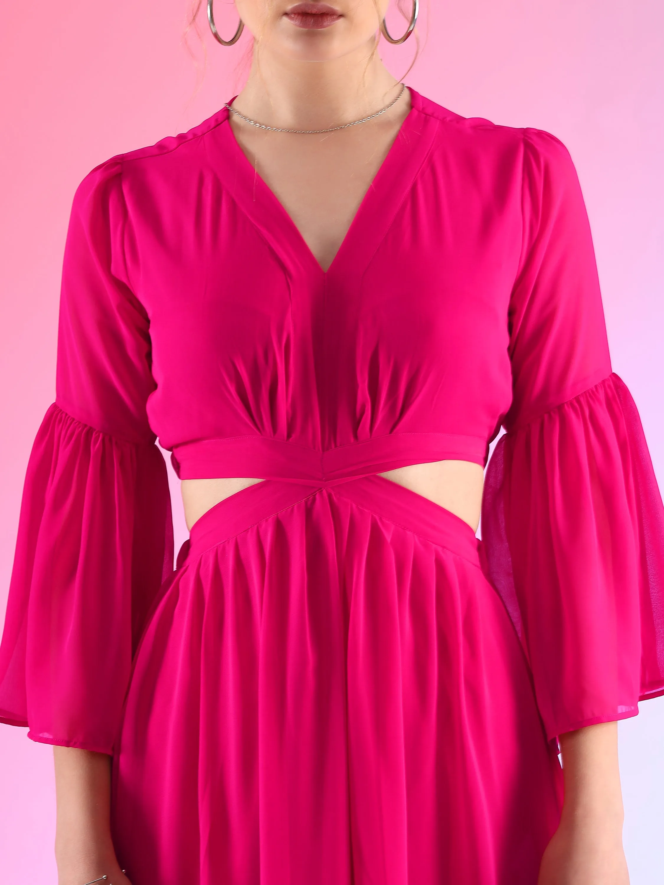 Pretty Waist Cut Georgette Maxi Georgette Dress