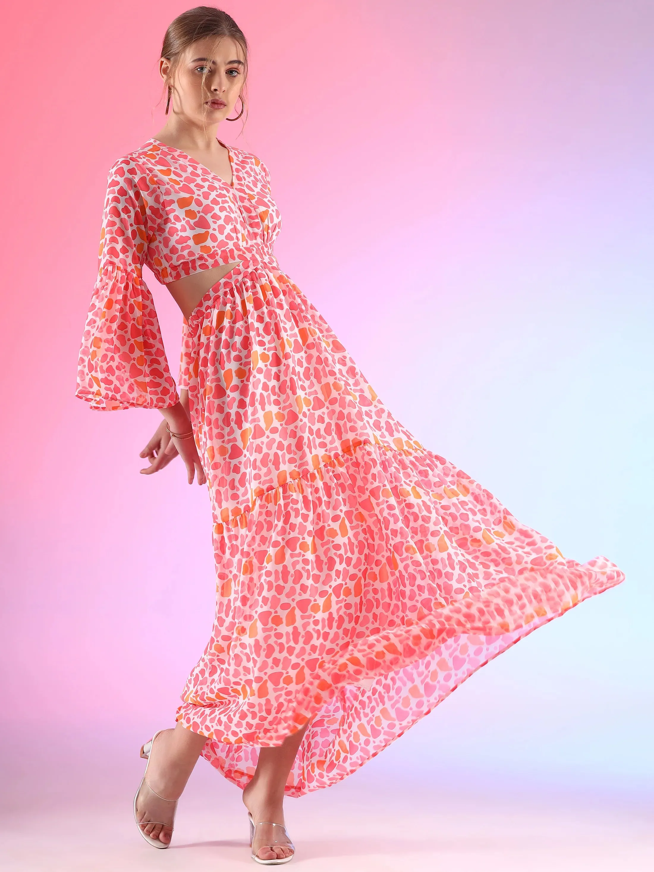 Pretty Waist Cut Georgette Maxi Georgette Dress