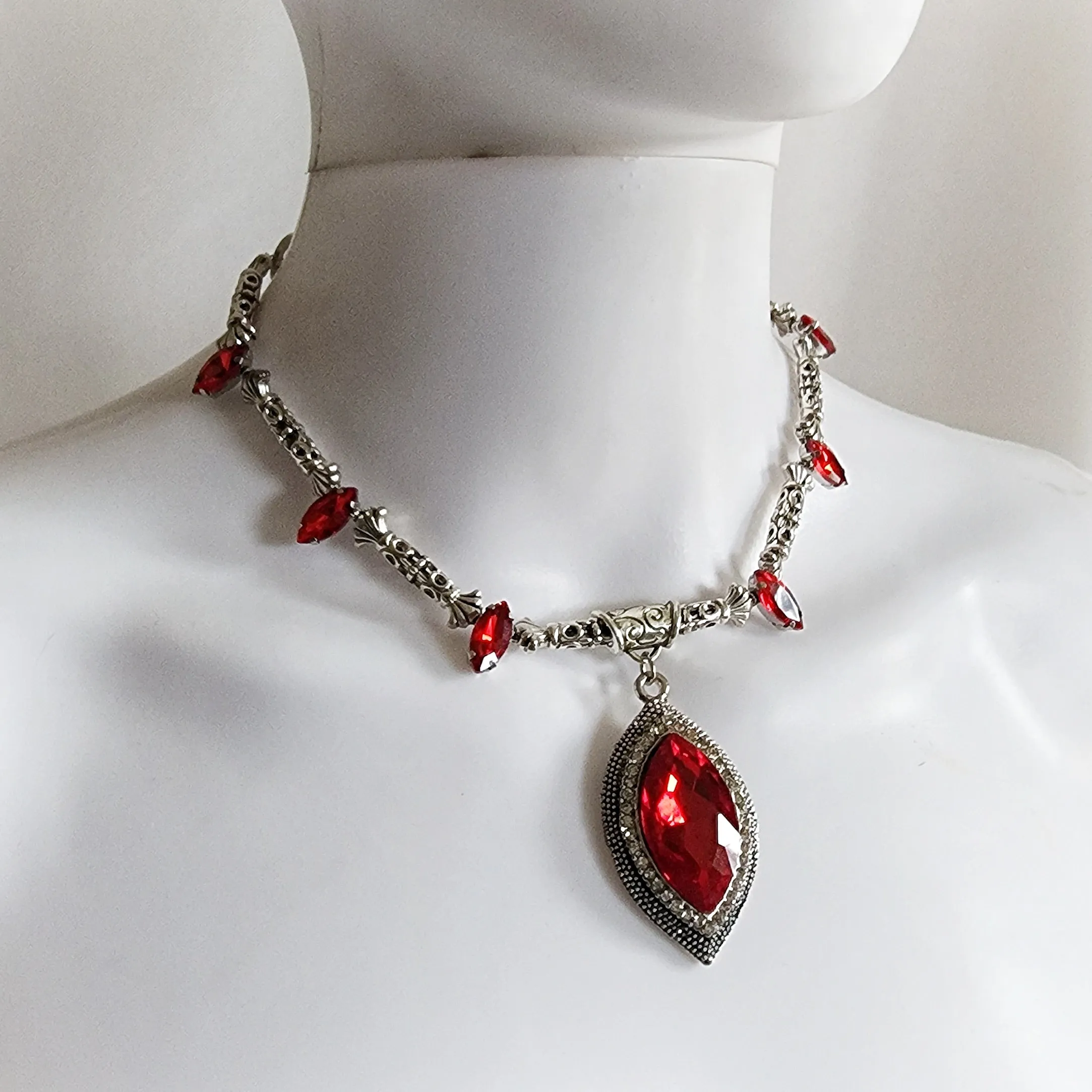 Red Marquise Rhinestone Necklace
