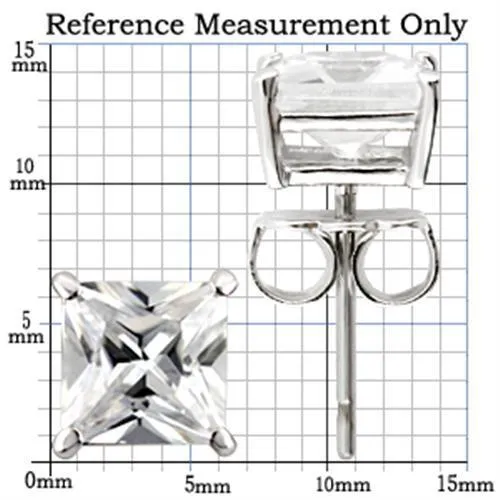 Rhodium 925 Sterling Silver Earrings with AAA Grade CZ in Clear for Women Clear Stone Color Style 0W160