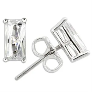Rhodium 925 Sterling Silver Earrings with AAA Grade CZ in Clear for Women Clear Stone Color Style 0W162