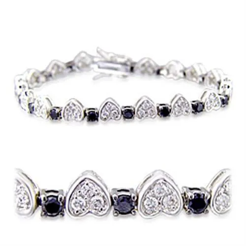 Rhodium   Ruthenium Brass Bracelet with AAA Grade CZ in Jet for Women Style 32022