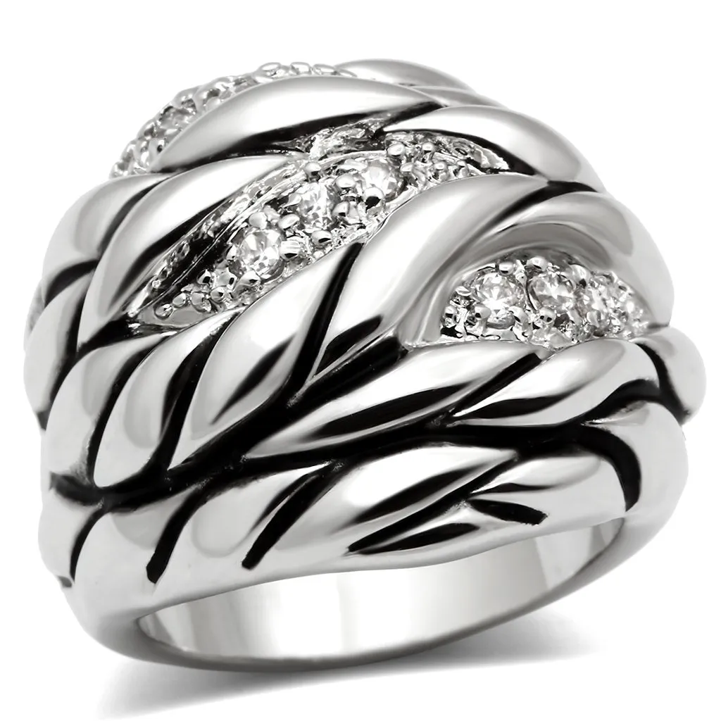 Ring AAA GRD CZ Clear 3W231 for Women Style Rhodium