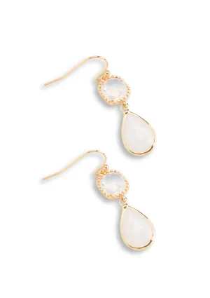 Square and Tear Drop Gold Earrings