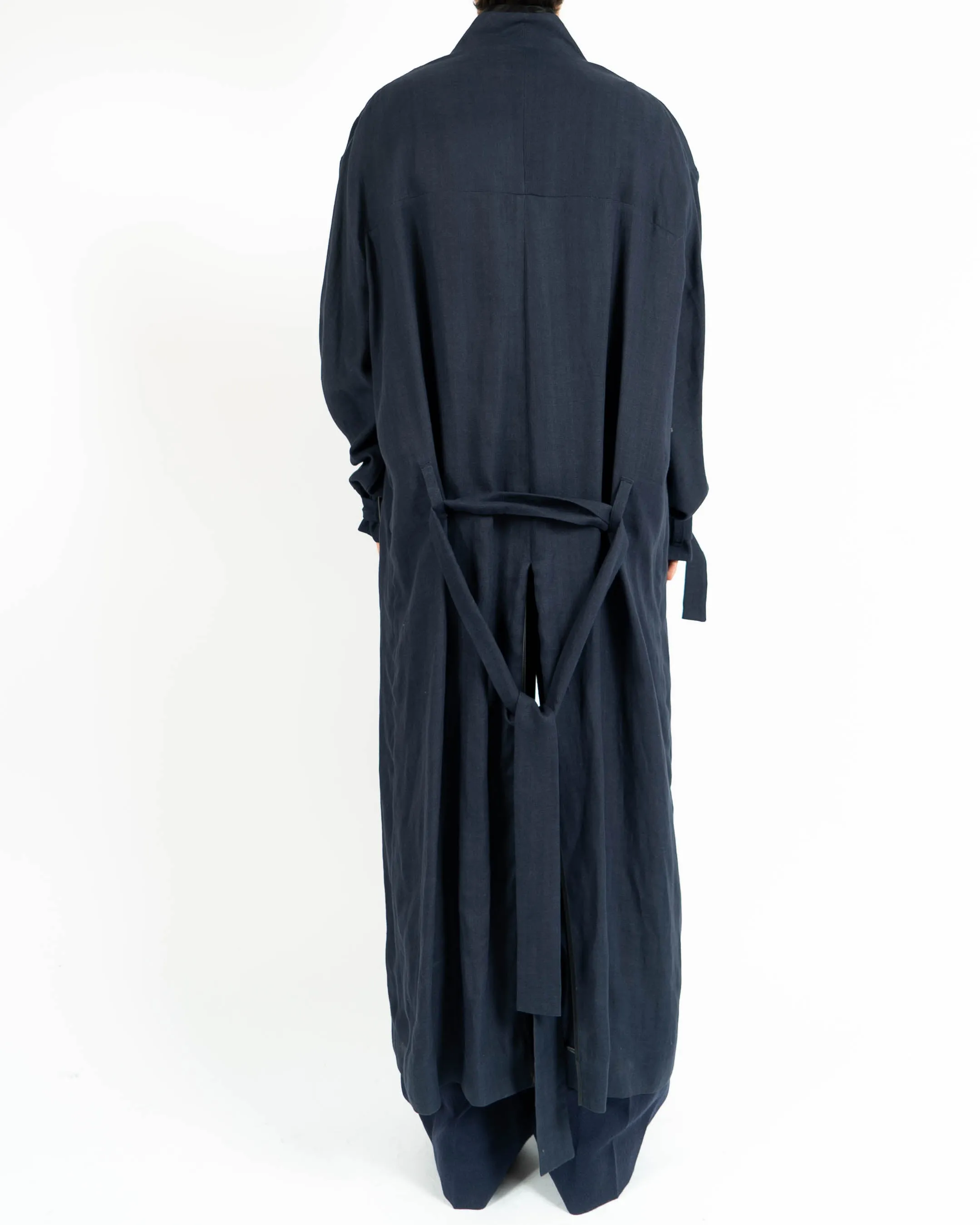 SS17 Dark Blue Belted Wool Coat