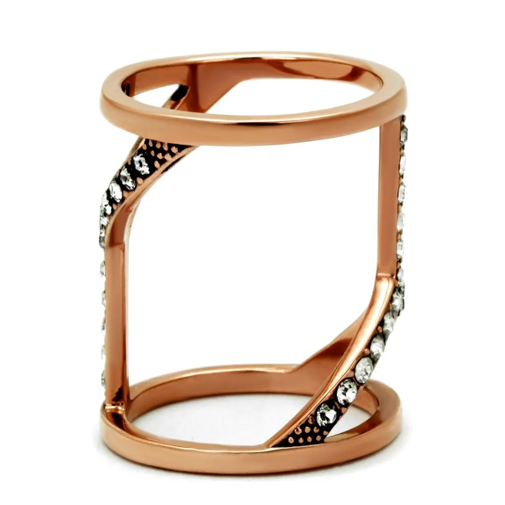 Stainless Steel Ring Top GRD Crystal Clear TK2825 for Women Style Rose