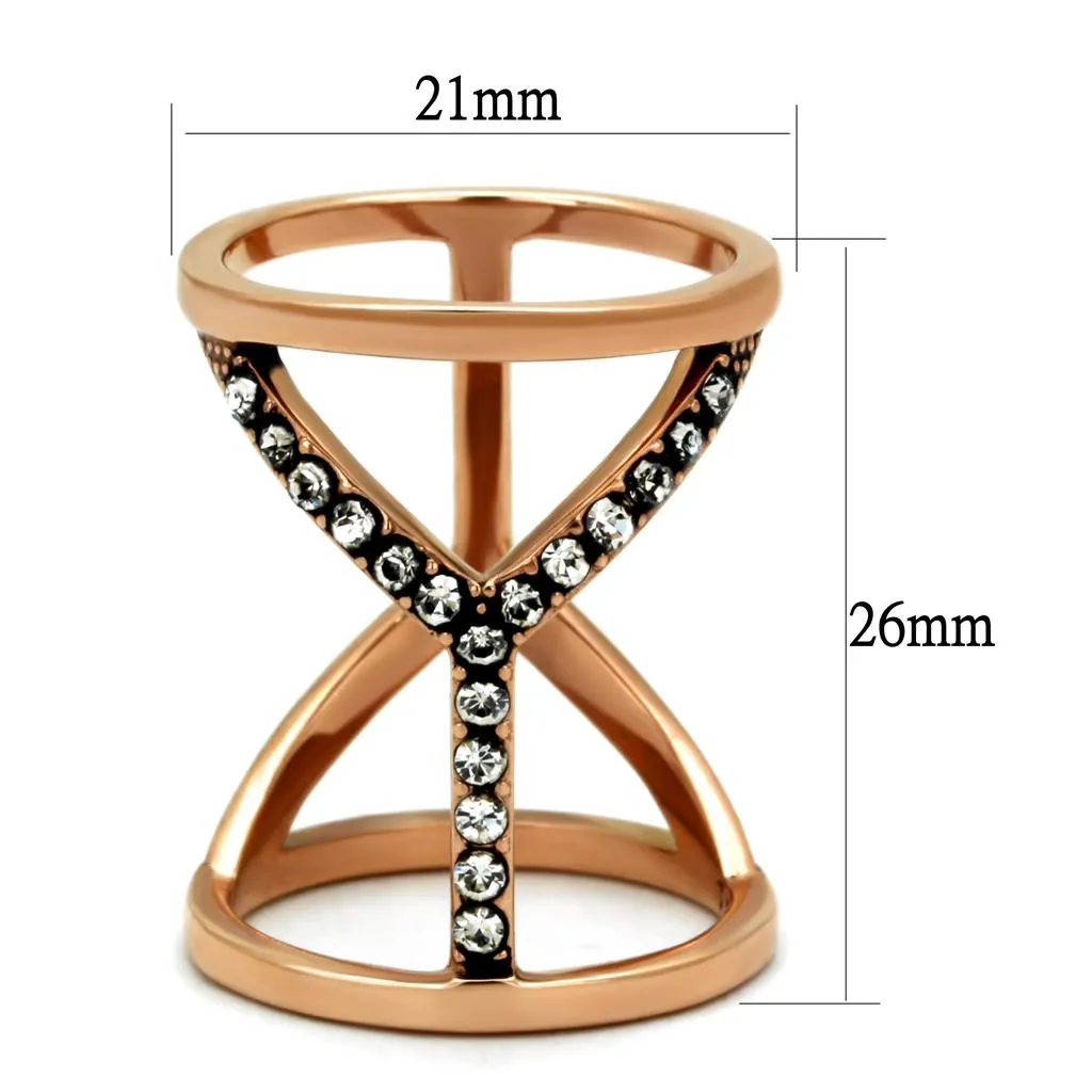 Stainless Steel Ring Top GRD Crystal Clear TK2825 for Women Style Rose
