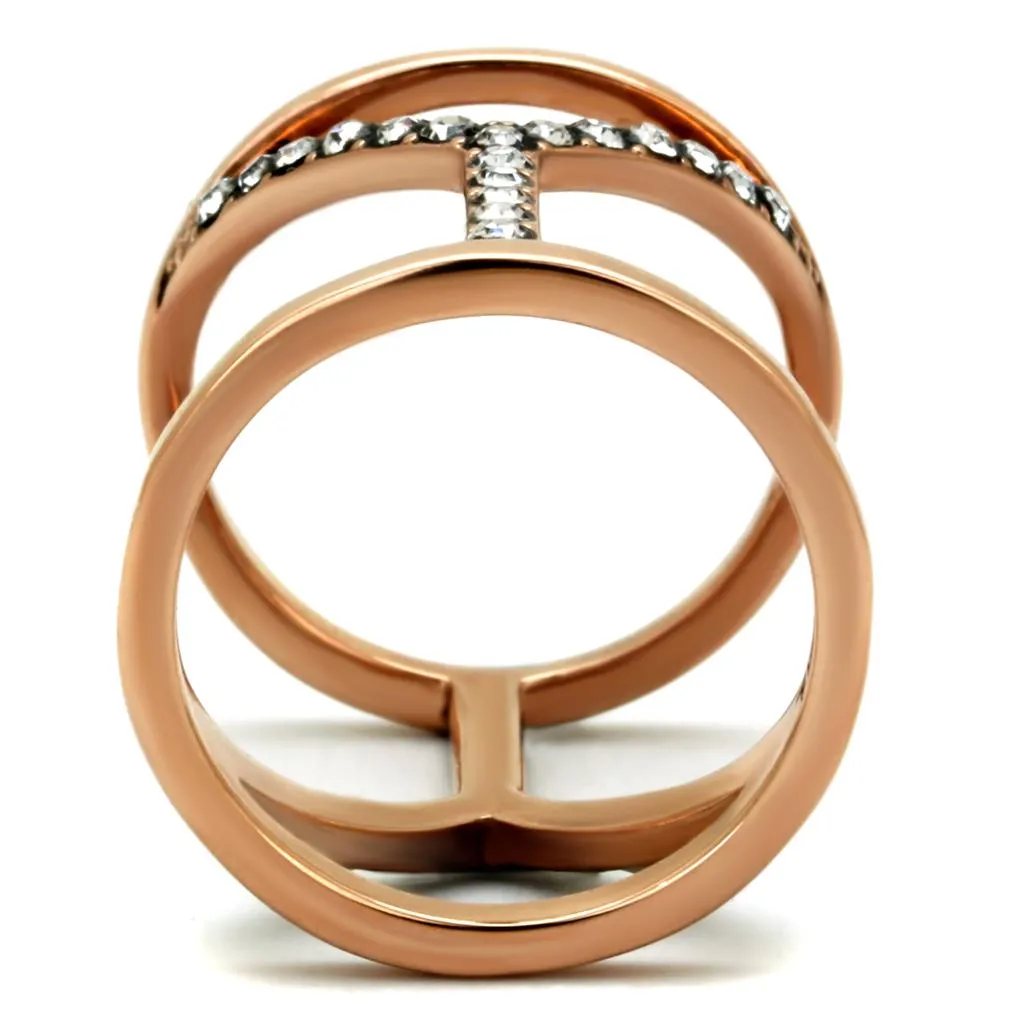 Stainless Steel Ring Top GRD Crystal Clear TK2825 for Women Style Rose