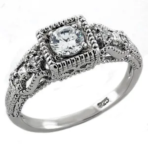 Sterling Silver Ring AAA GRD CZ Clear LOAS1217 for Women Style Rhodium
