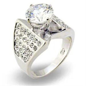 Sterling Silver Ring AAA GRD CZ Clear S22110 for Women Style Rhodium