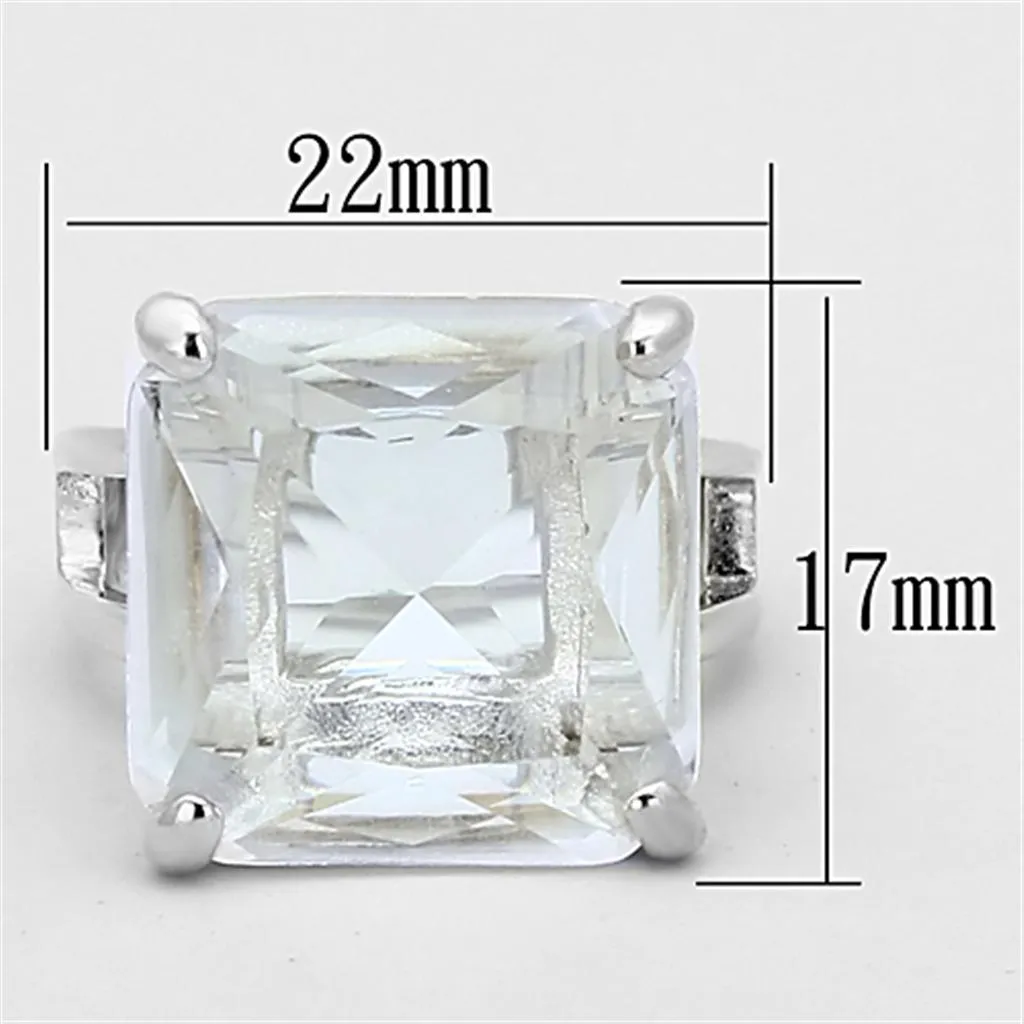 Sterling Silver Ring Synthetic Clear LOAS949 for Women Style Silver
