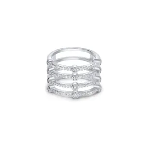 Sterling Silver Stack Pave Ring
