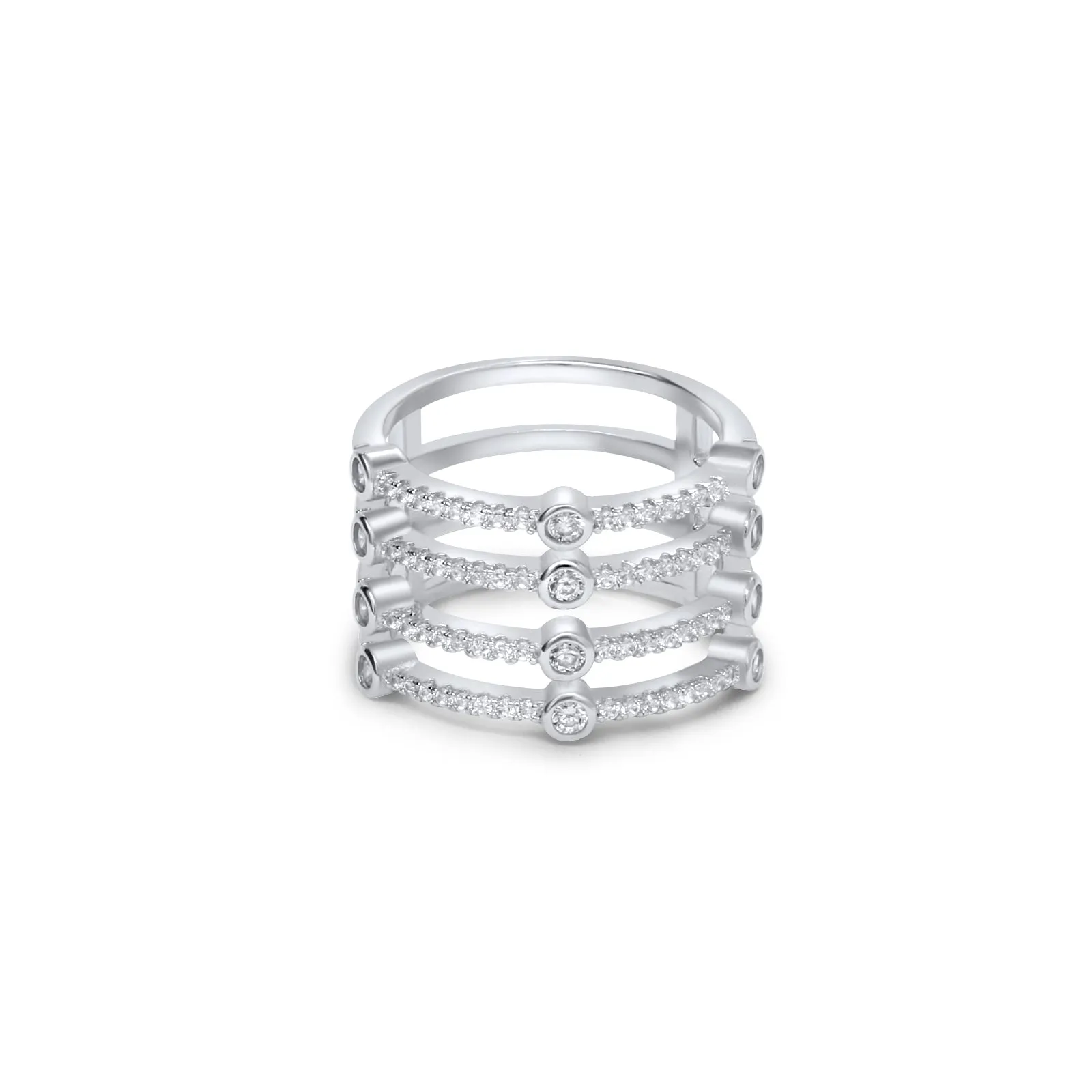 Sterling Silver Stack Pave Ring