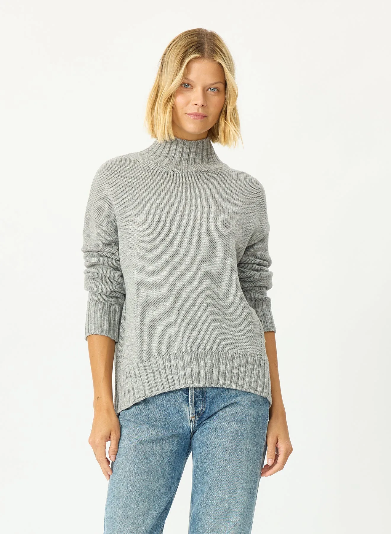 Stitches   Stripes Sola Turtleneck in Heather Grey