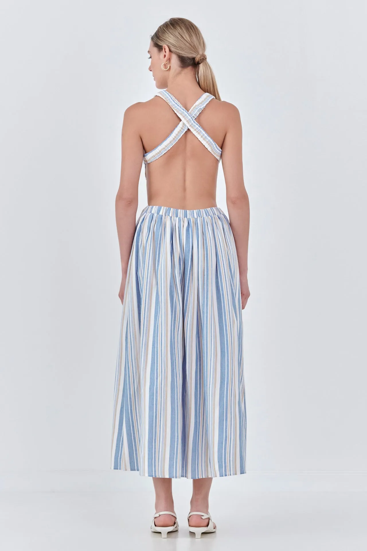 Striped Cut out Maxi Dress
