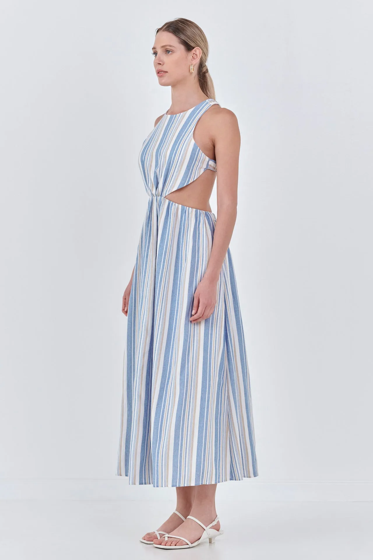 Striped Cut out Maxi Dress