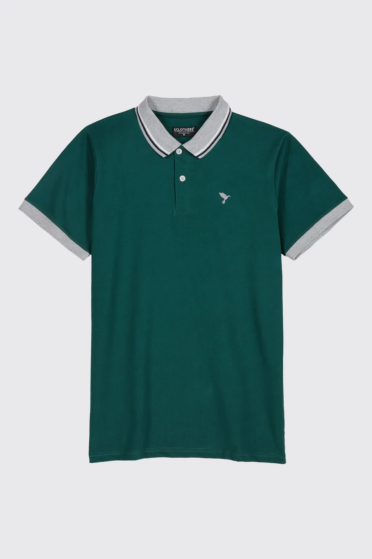 Teal & Heather Grey Tipped Collar Shirt - A23 - MP0214R