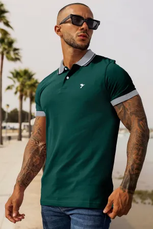Teal & Heather Grey Tipped Collar Shirt - A23 - MP0214R
