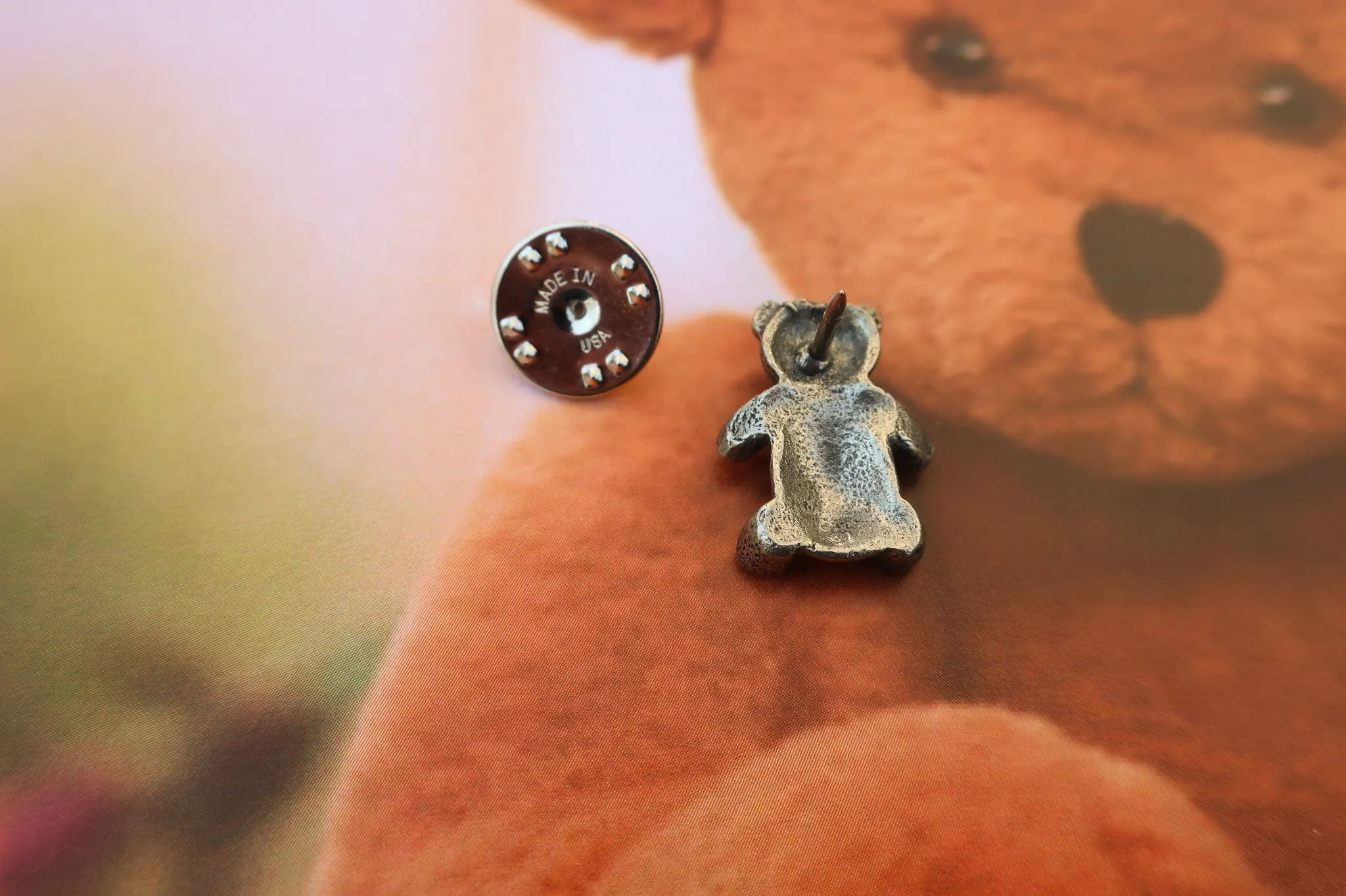Teddy Bear With Bow Lapel Pin