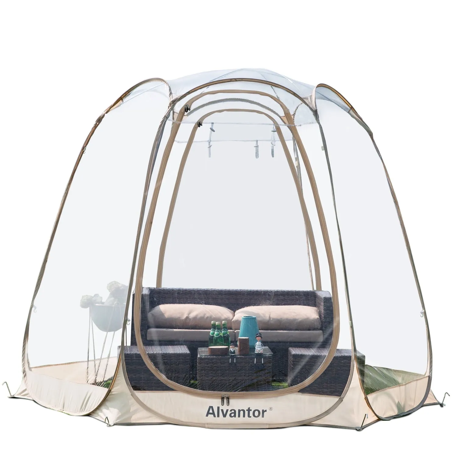 timeless Bubble Tent Pop up Canopy Family Camping Gazebo 10'Lx10W'x7'H Beige