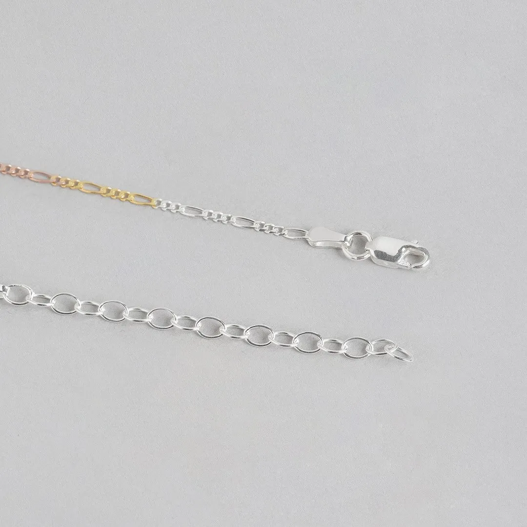 Timeless Triple Tone 925 Silver Figaro Chain