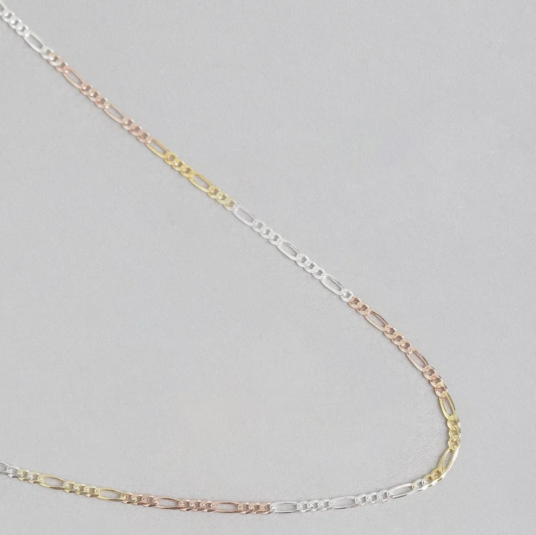 Timeless Triple Tone 925 Silver Figaro Chain