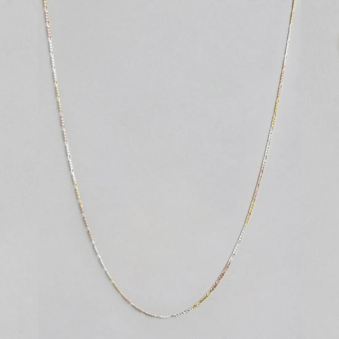 Timeless Triple Tone 925 Silver Figaro Chain
