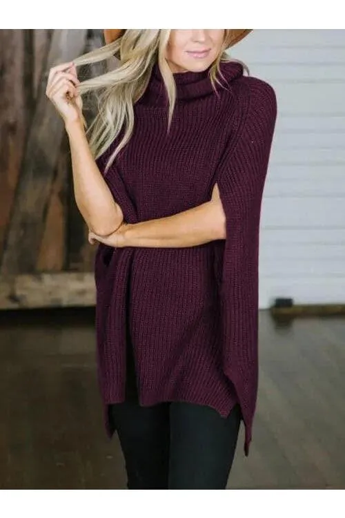 Turtleneck Slit Sweater