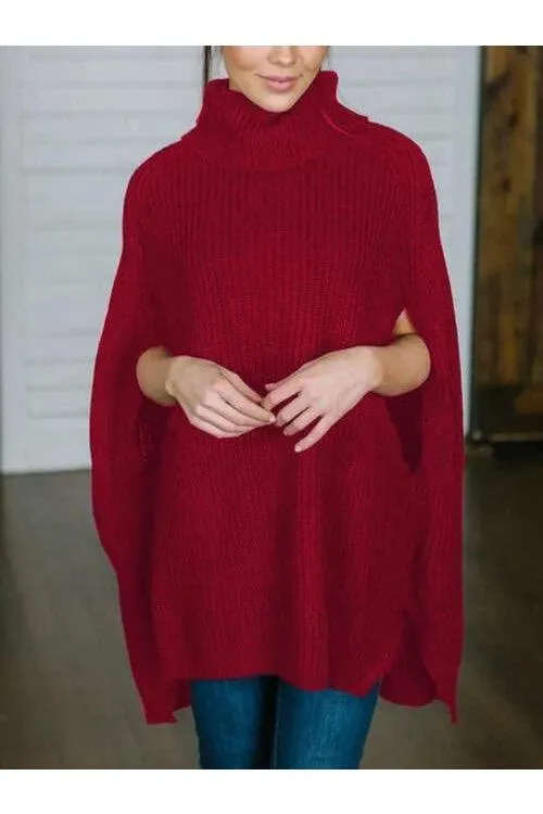 Turtleneck Slit Sweater