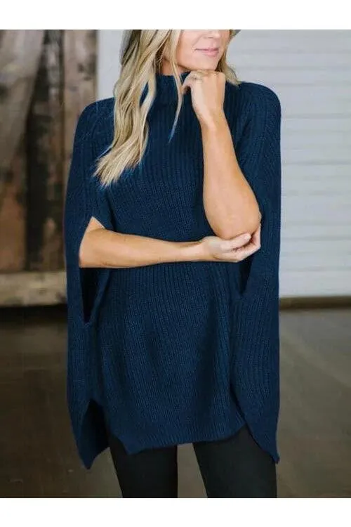 Turtleneck Slit Sweater