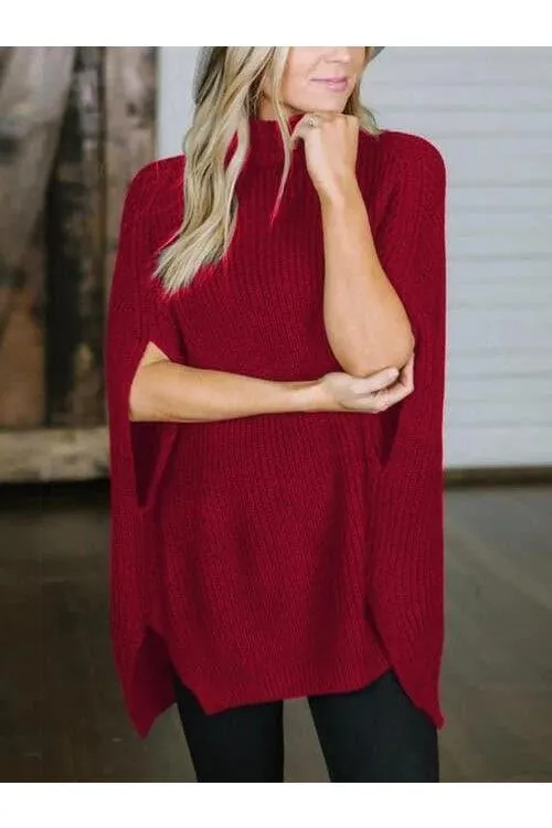 Turtleneck Slit Sweater