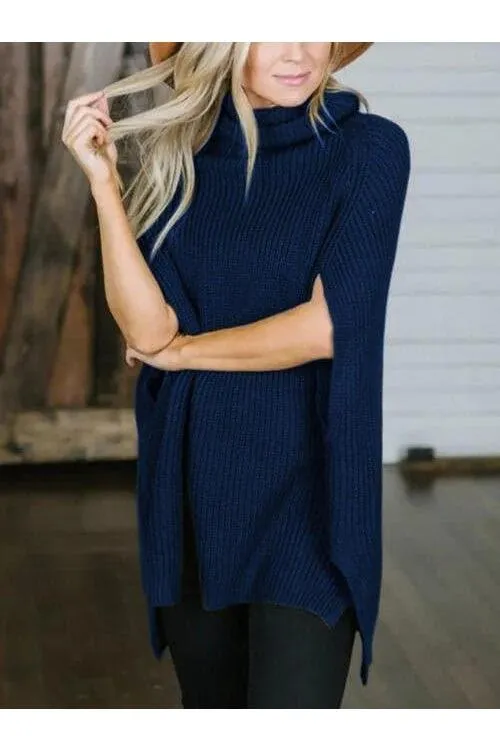 Turtleneck Slit Sweater